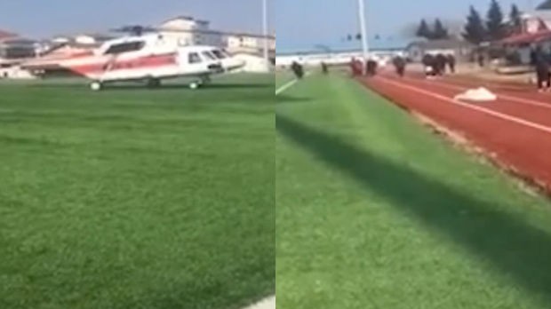 Rusiya prezidenti köməkçisinin helikopteri İranda futbol meydançasına endi - VİDEO